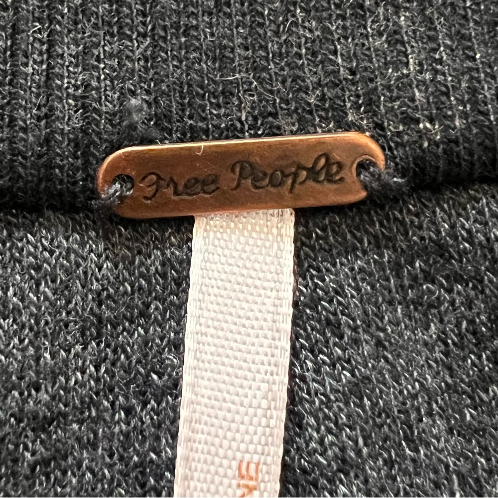 Free People Oversized  Black Heather Sweatshirt Grunge Goth Lounge Modern - Picture 8 of 11